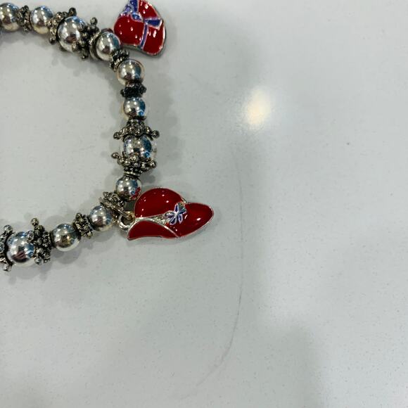 Red Hat Society Silver & Red  Stretch Charm Bracelet OSFA - Picture 2 of 5